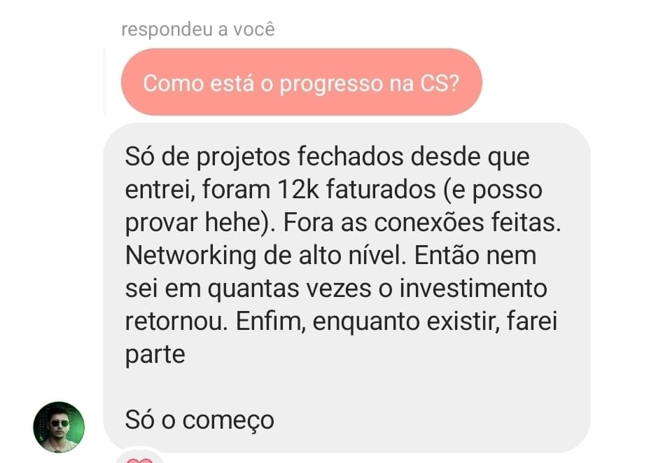 Depoimento progresso CS